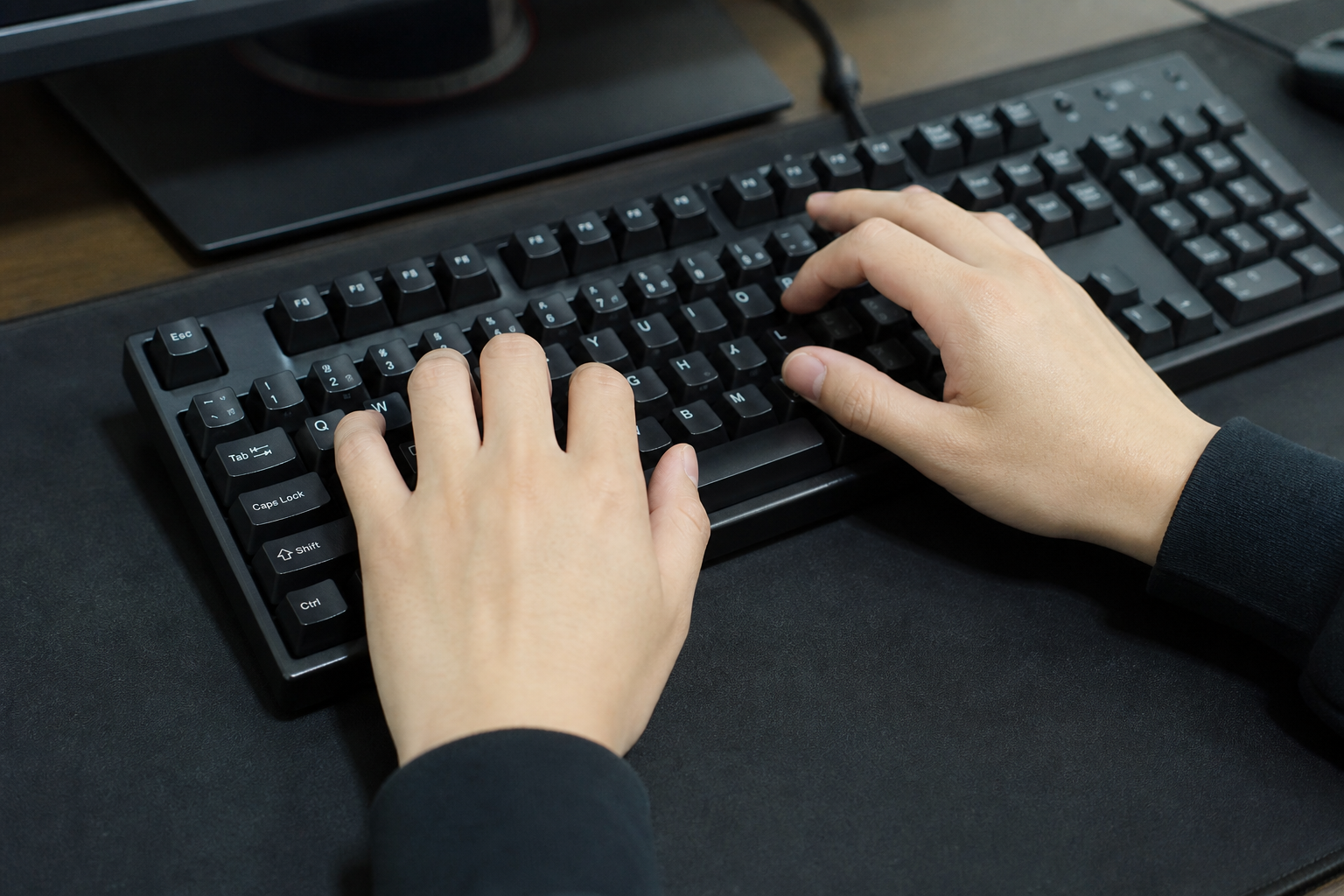 キーボードでホームページを制作している様子